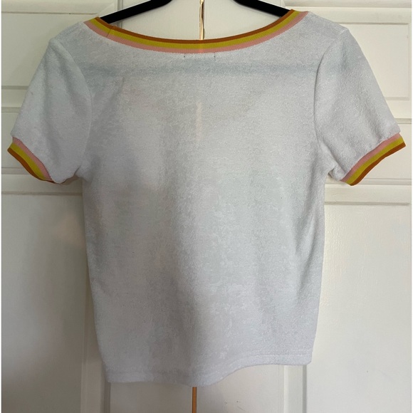 Fun Summery Cropped Tee with Yellow and Pink Collar! - Picture 2 of 3